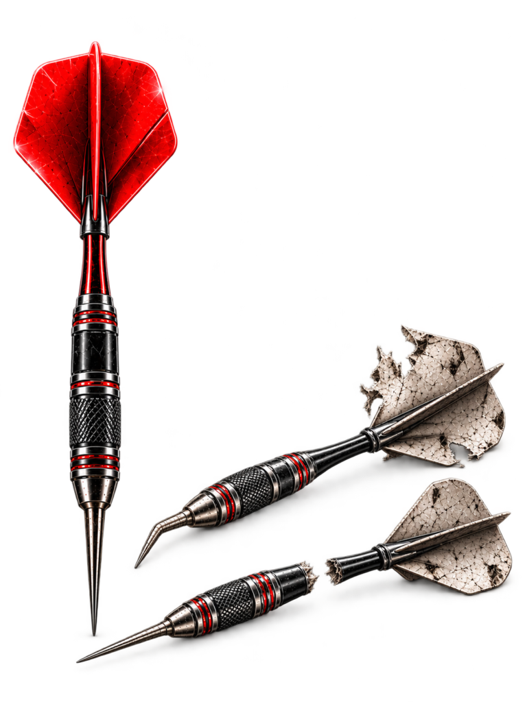 darts , one with red and sharp